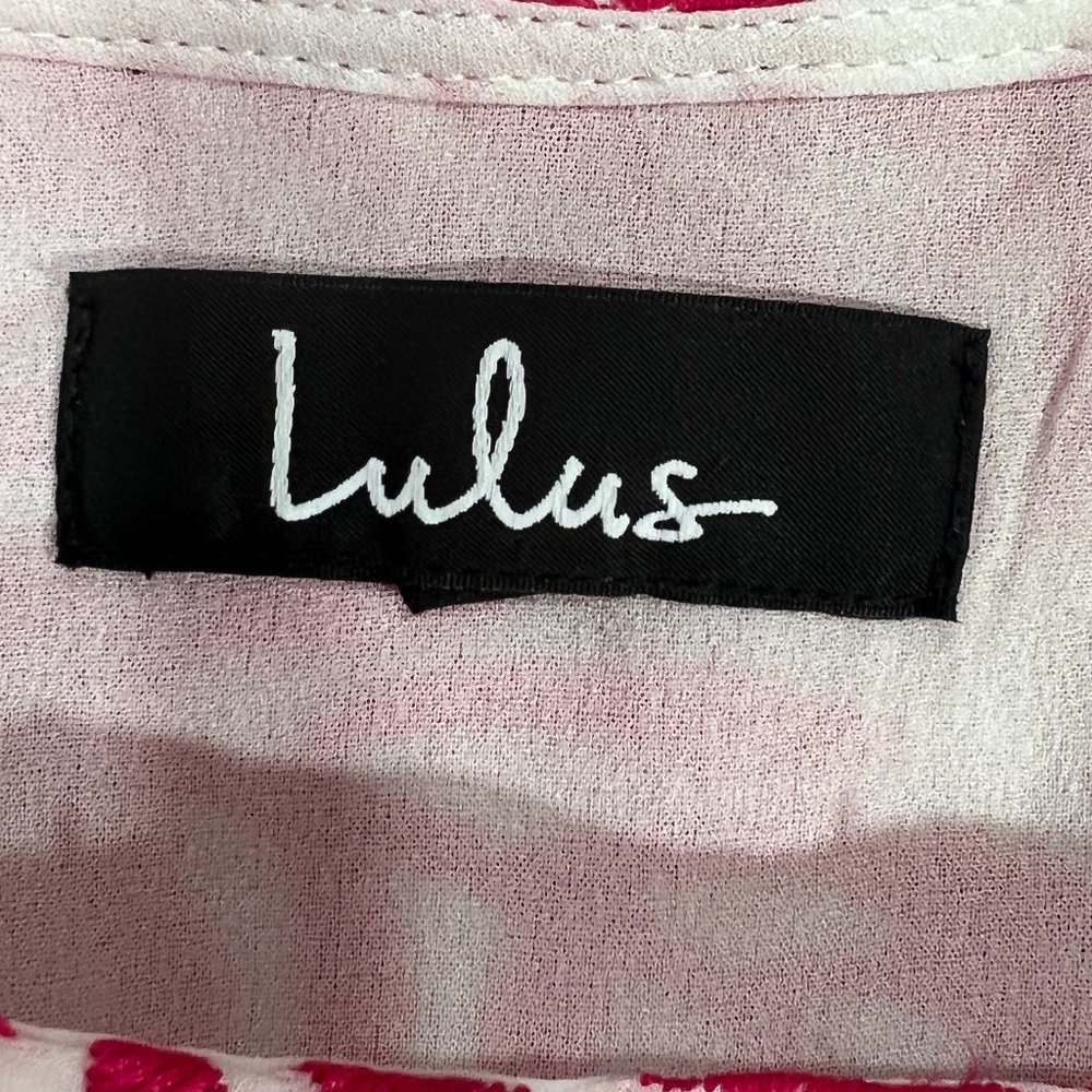 LULUS White & Bright Pink Embroidered Sheath Dress Tunic Size Small - Picture 7 of 10